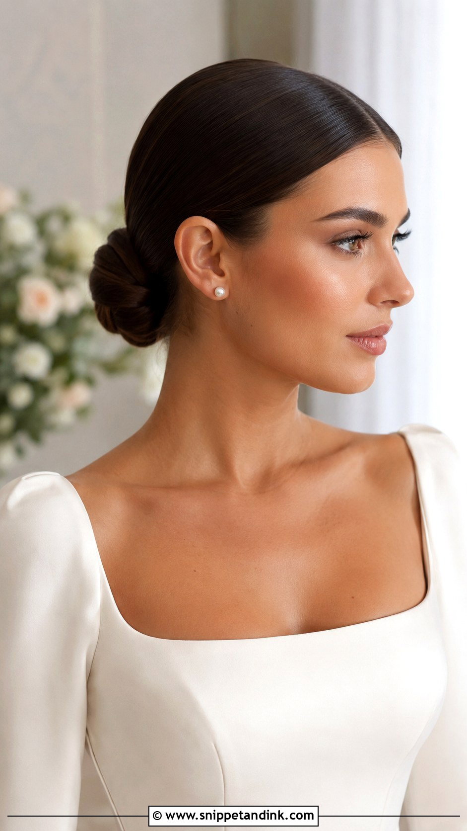 Sleek Bridal Bun - Snippet and Ink - 15 Modern Bridal Updo Ideas