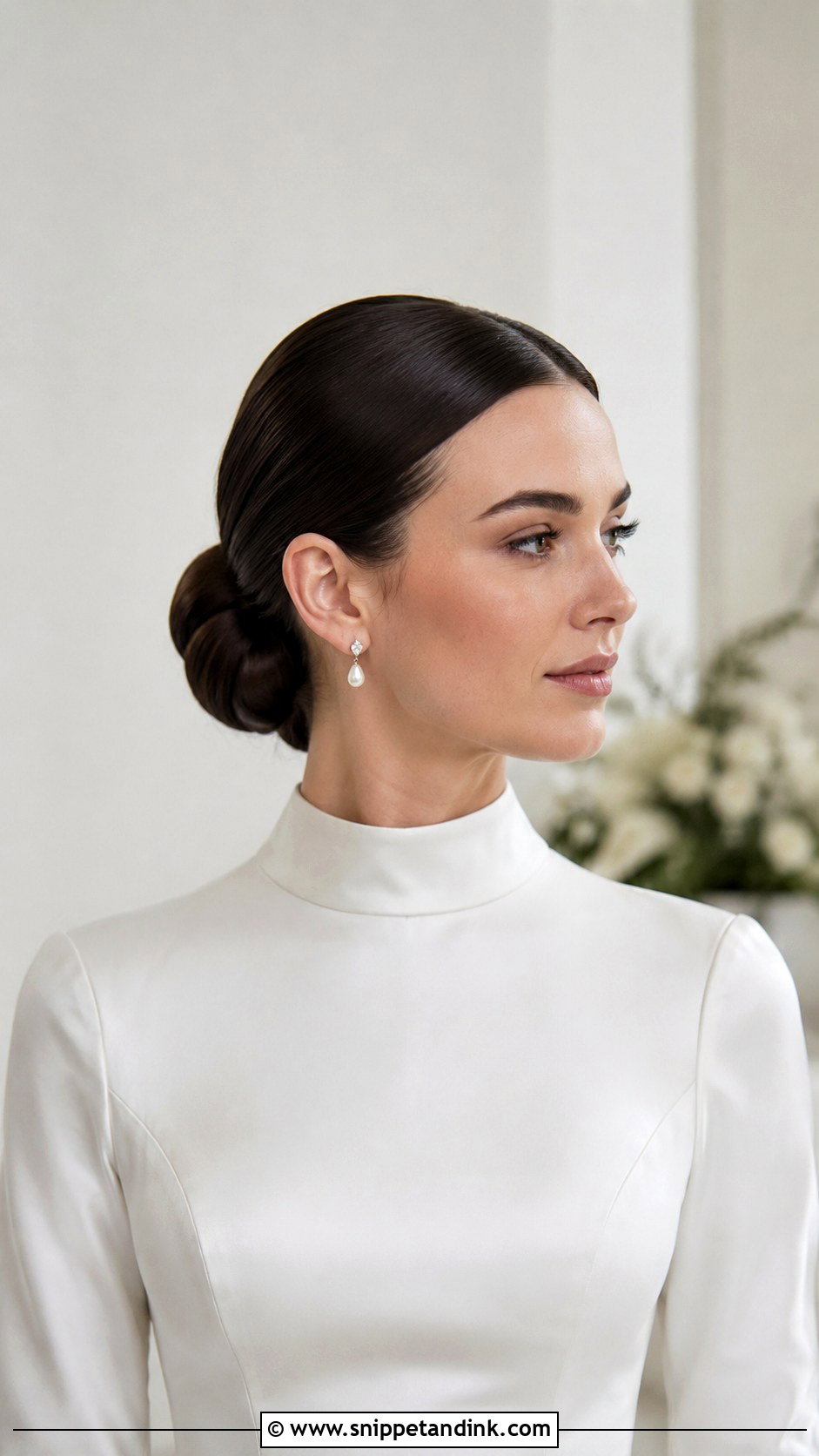 Sleek Bridal Bun For High Neck Dress - Snippet and Ink - 15 Wedding Hairstyles for High Neck Dresses