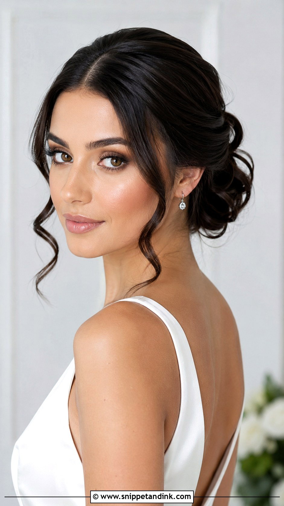 Sleek Bridal Bun With Loose Curls - Snippet and Ink - 20 Bride Updo Hairstyles Bun Loose Curls