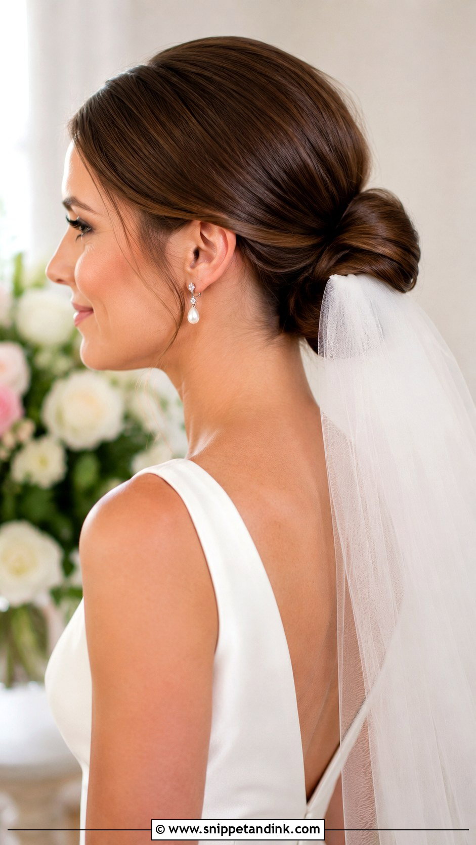 Sleek Bridal Bun With Veil - Snippet and Ink - 15 Sleek Bridal Hairstyles