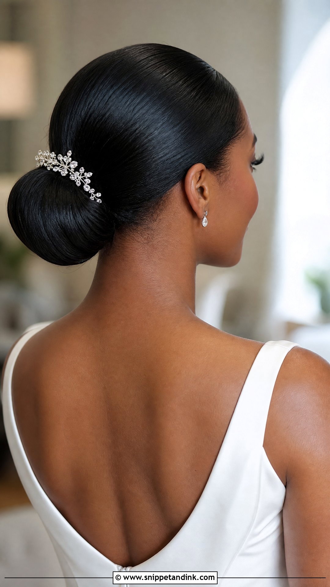 Sleek Bridal Bun for Black Brides - Snippet and Ink - 25 Black Hair Bride Hairstyles