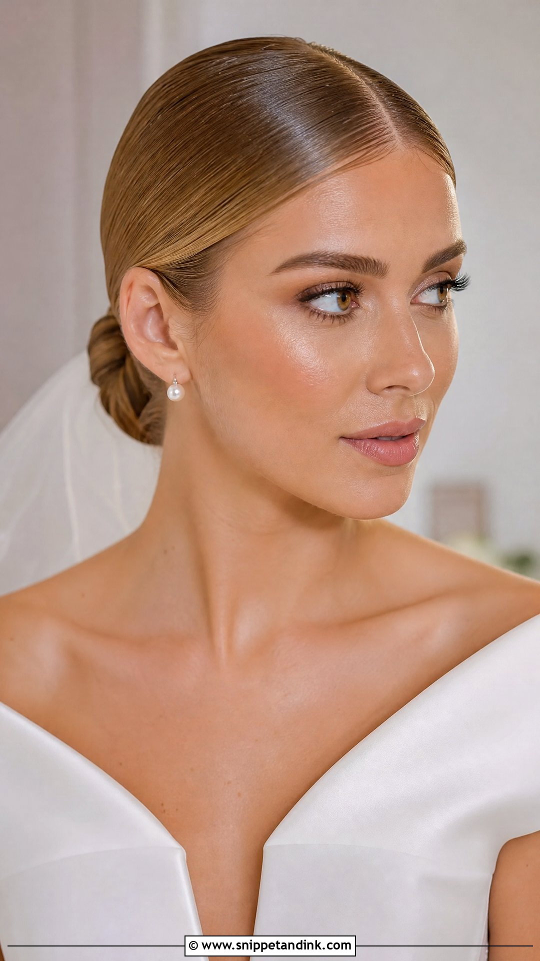 Sleek Bridal Bun - Snippet and Ink - 15 Bridal Hair Bun Style Ideas