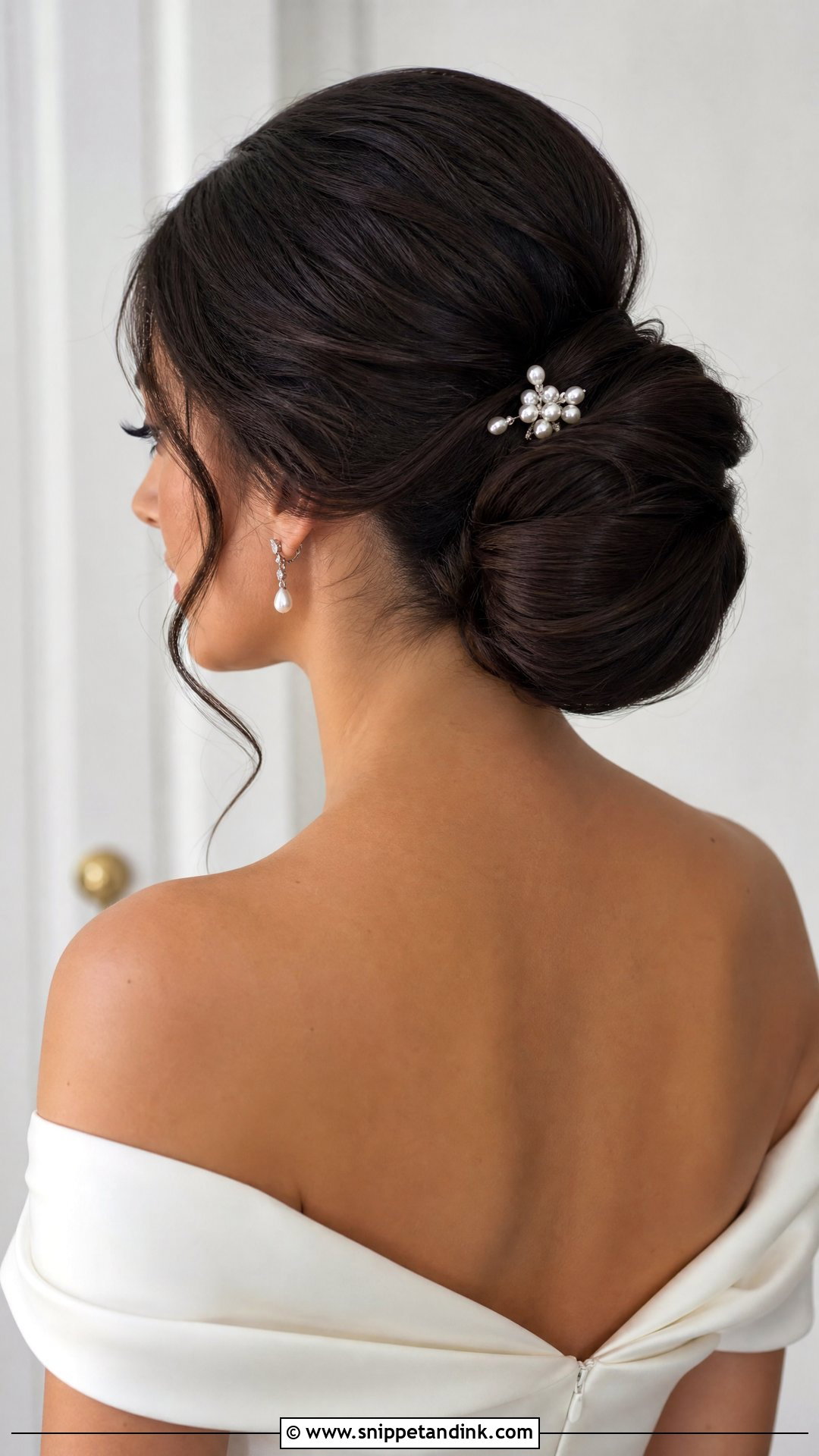 Sleek Bridal Chignon - Snippet and Ink - 20 Sleek Bun Bridal Hair Ideas