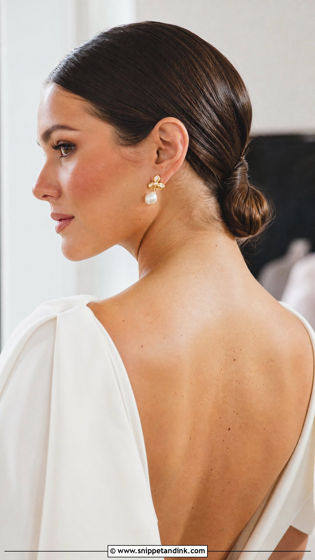 Sleek Bridal Chignon Bob - Snippet and Ink - 20 Formal Bob Hairstyles Wedding
