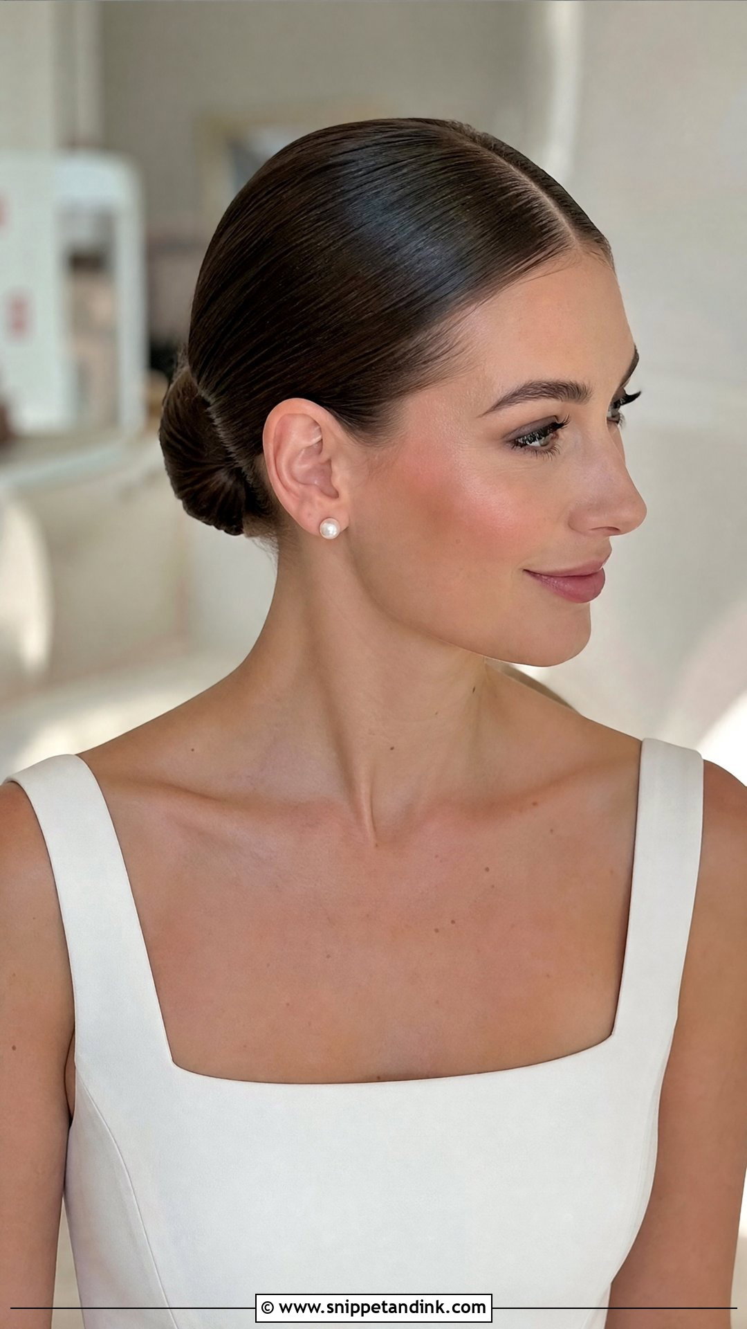 Sleek Bridal Chignon - Snippet and Ink - 15 Bridal Hair Chignon Ideas