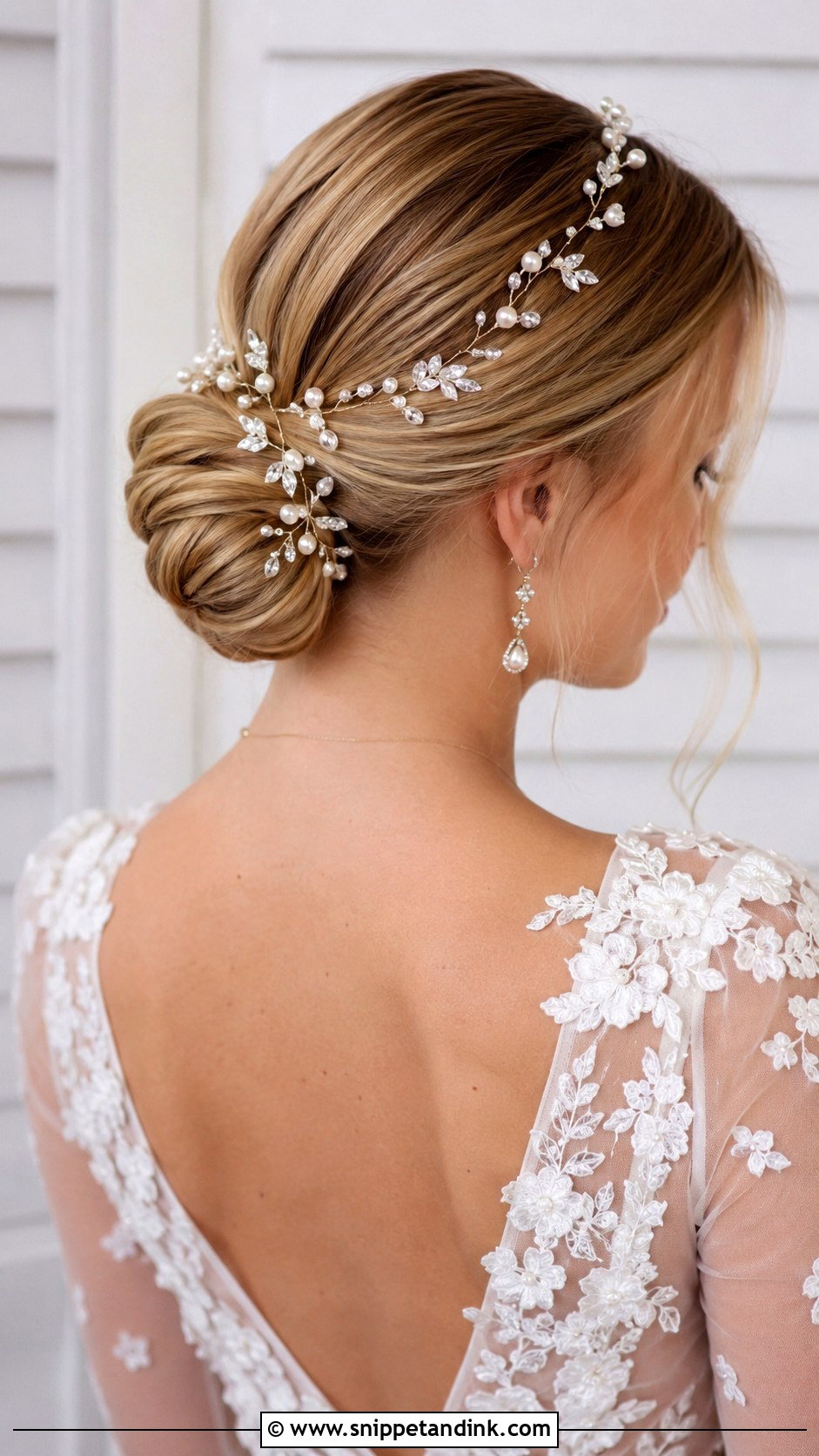 Sleek Bridal Hair With Hair Vine - Snippet and Ink - 25 Sleek Wedding Hair Ideas