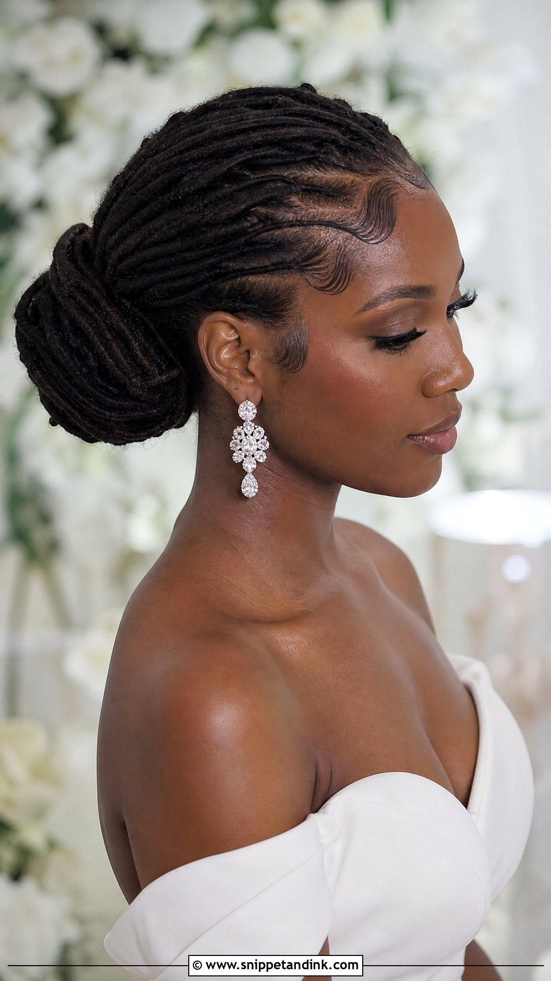 Sleek Bridal Locs Low Bun - Snippet and Ink - 15 Bridal Locs Hairstyles Low Bun