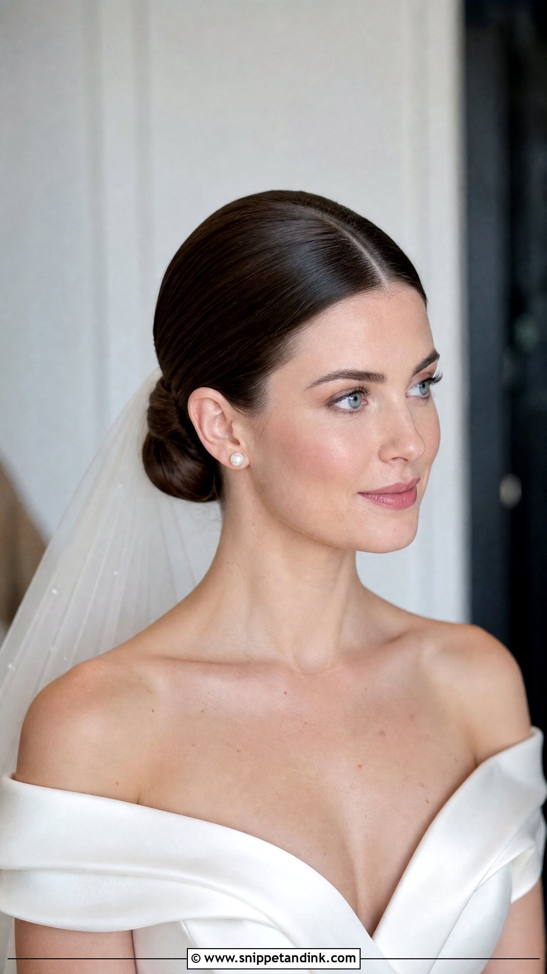 Sleek Bridal Low Chignon - Snippet and Ink - 15 Bridal Hair Low Updo Ideas