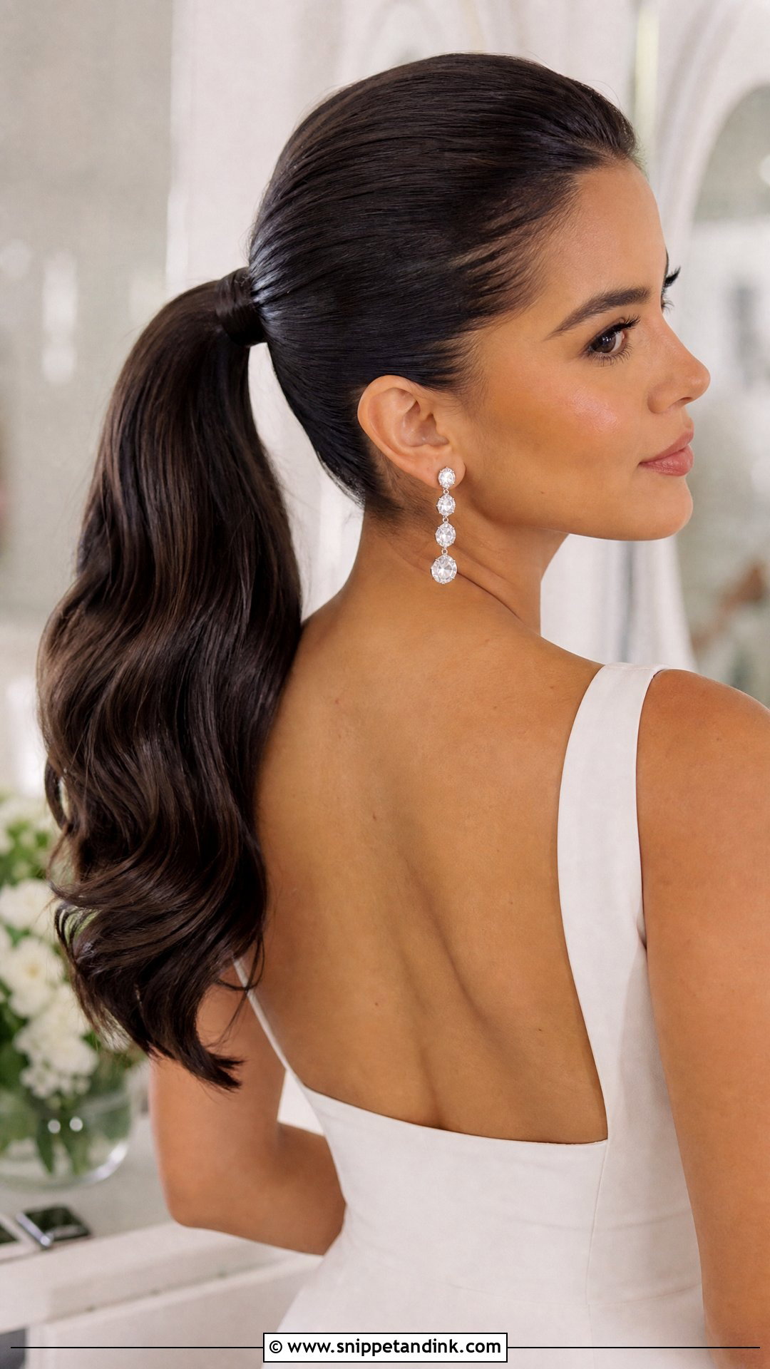 Sleek Bridal Ponytail - Snippet and Ink - 15 Cute Bridal Hairstyles