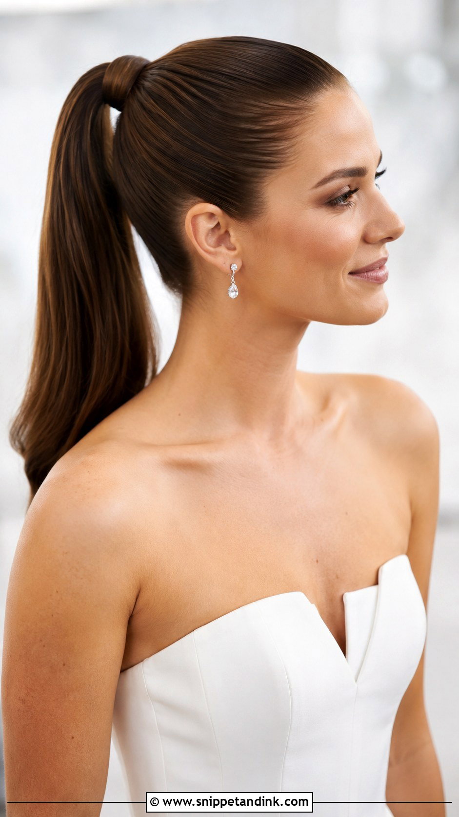 Sleek Bridal Ponytail - Snippet and Ink - 20 Bride Hair Styles 2024