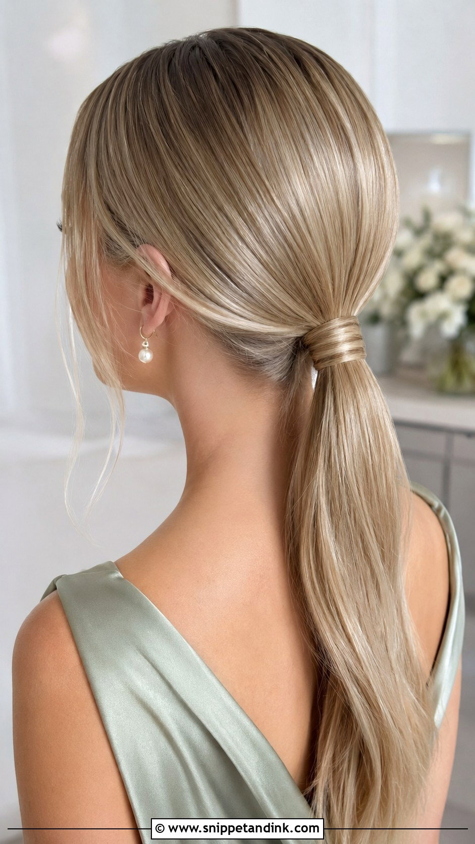 Sleek Bridesmaid Low Ponytail - Snippet and Ink - 20 Bridesmaid Low Ponytail Ideas