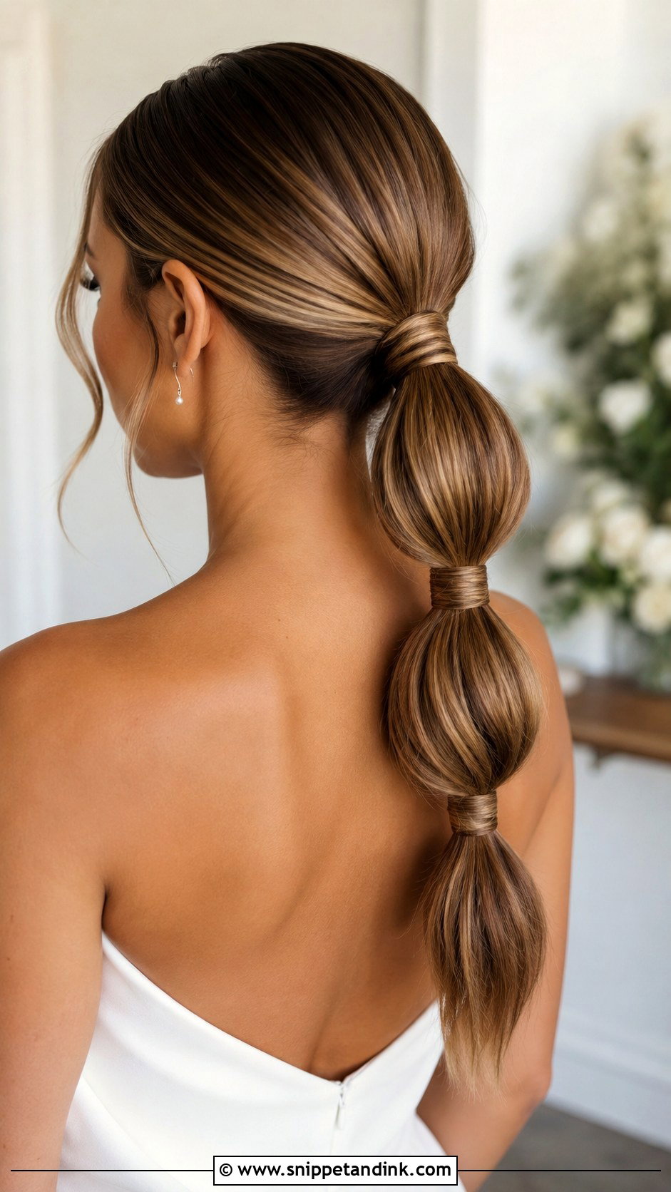 Sleek Bubble Ponytail Wedding Hair - Snippet and Ink - 15 Slick Wedding Hairstyles