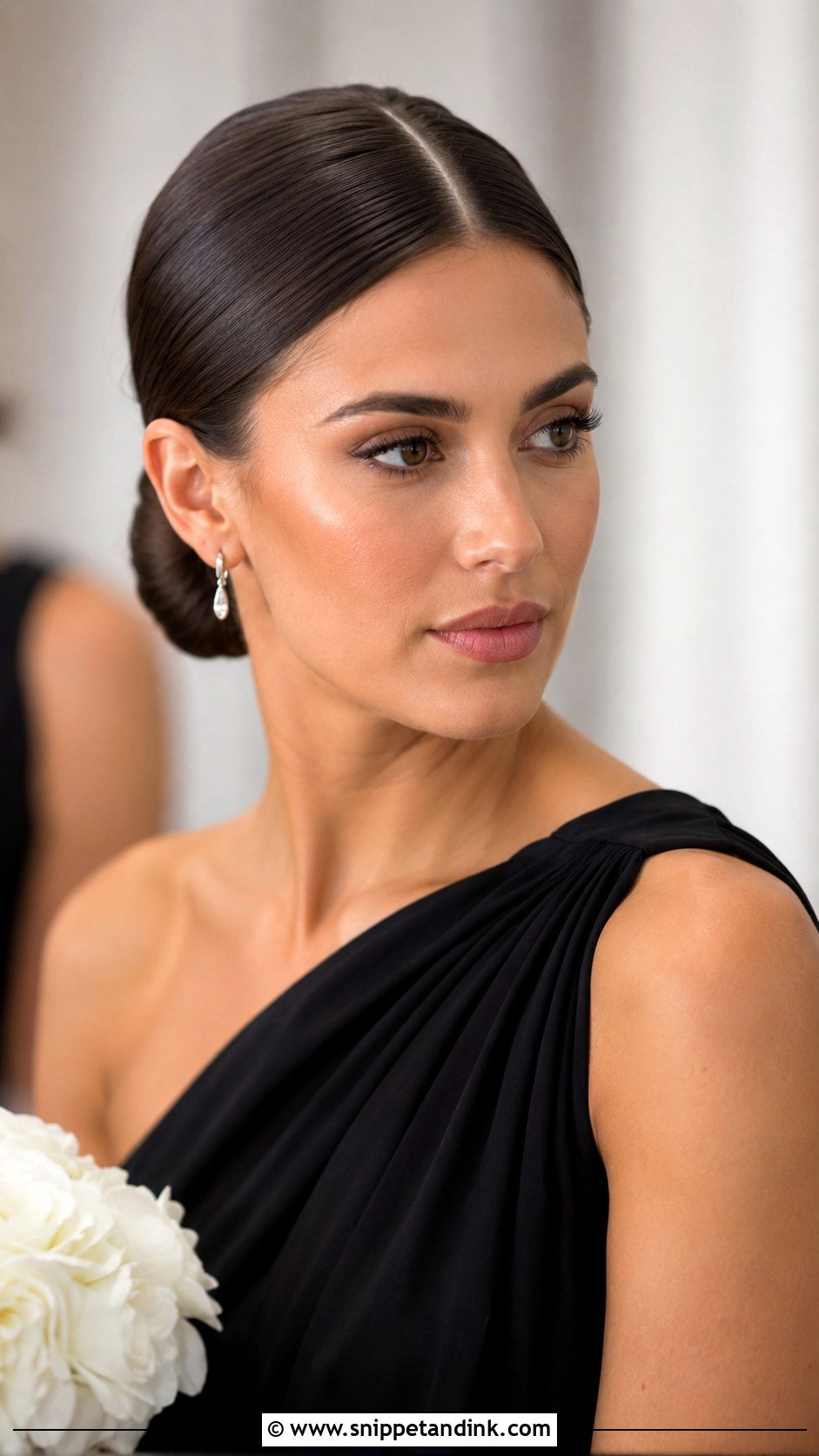 Sleek Bun Bridesmaid Hairstyle - Snippet and Ink - 30 Bridesmaid Hairstyles for Long Hair