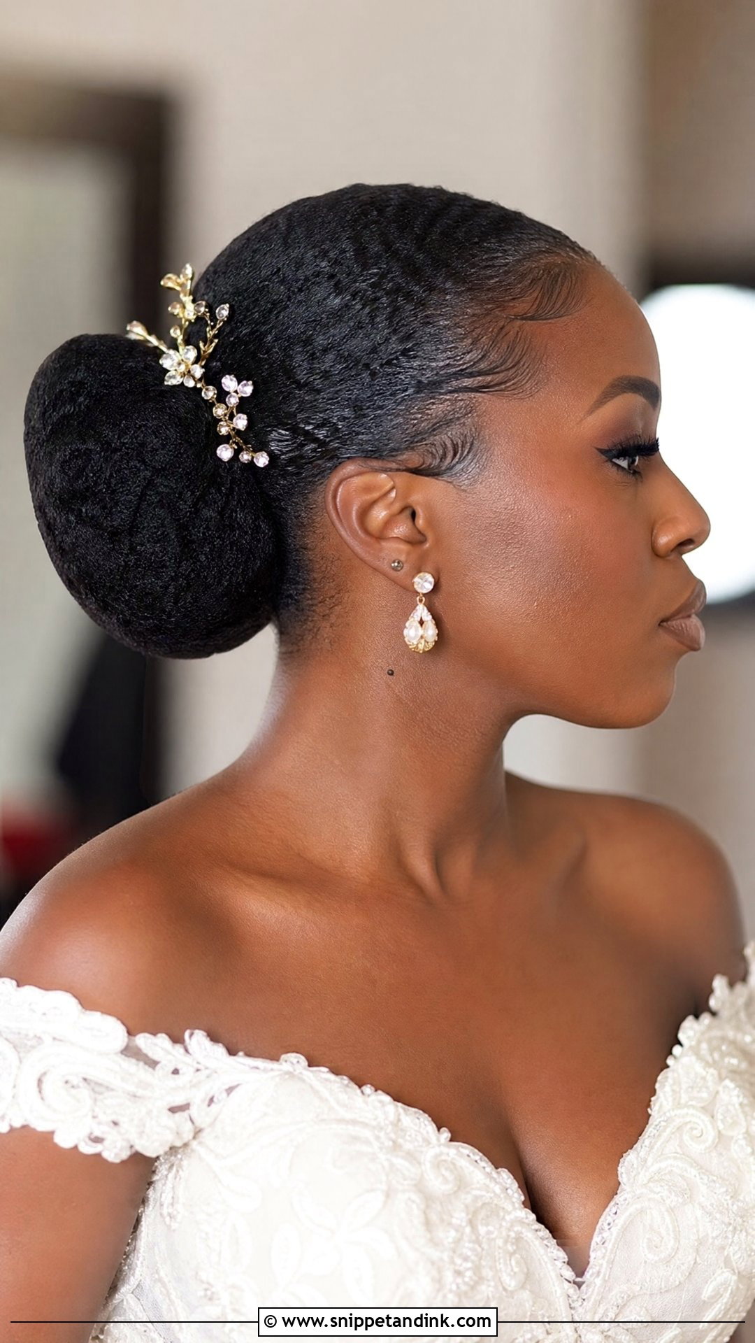Sleek Bun For Natural Hair - Snippet and Ink - 20 Sleek Bun Bridal Hair Ideas