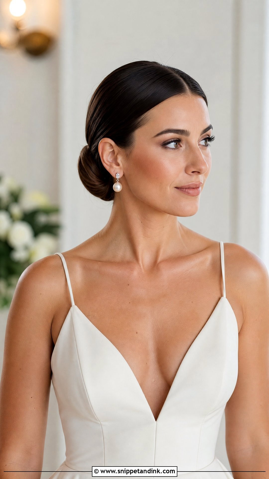 Sleek Bun Updo For Medium Hair Wedding - Snippet and Ink - 20 Simple Updos for Medium Hair Wedding