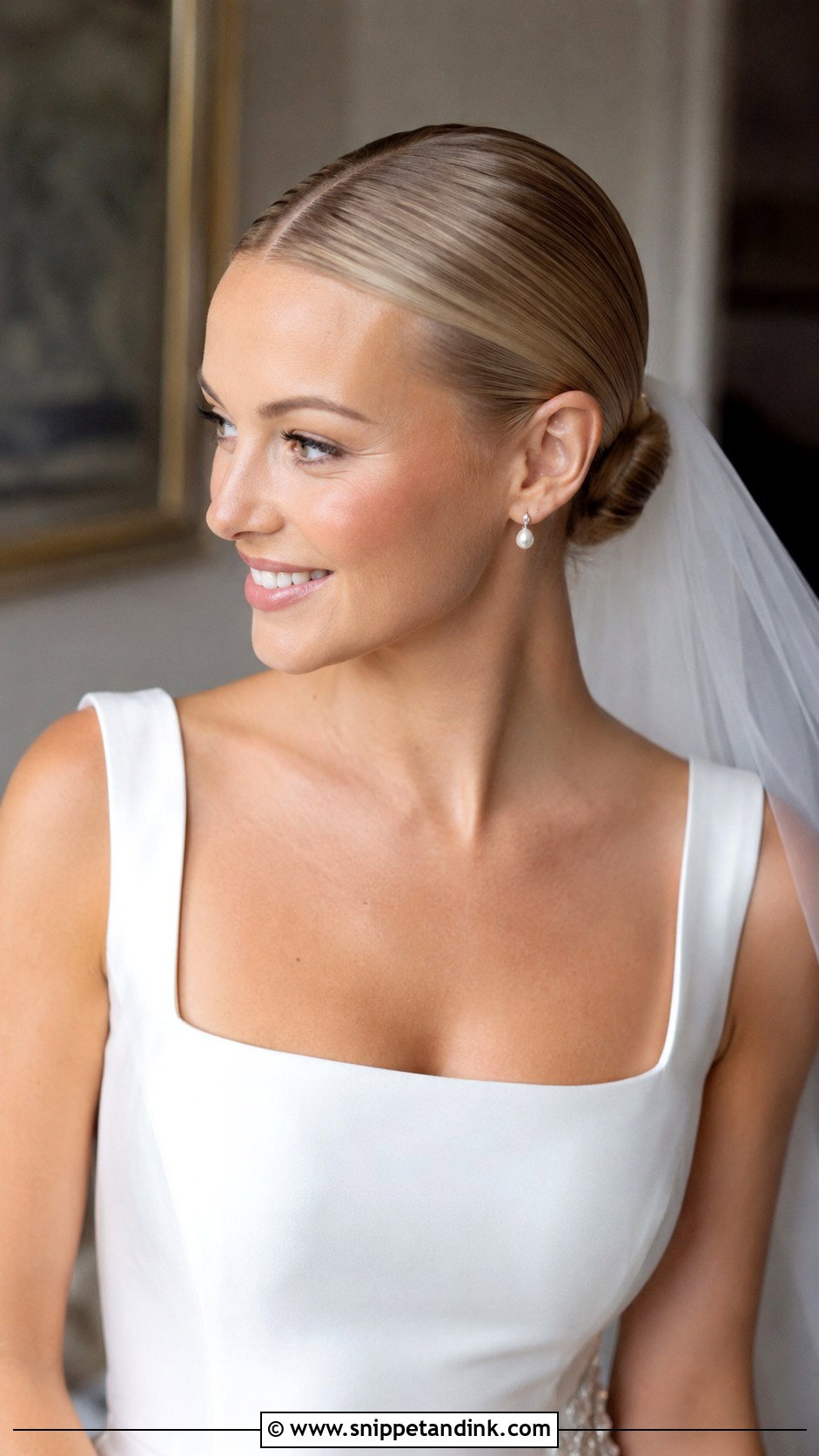 Sleek Bun Wedding Hairstyle - Snippet and Ink - 20 Beautiful Wedding Hairstyles