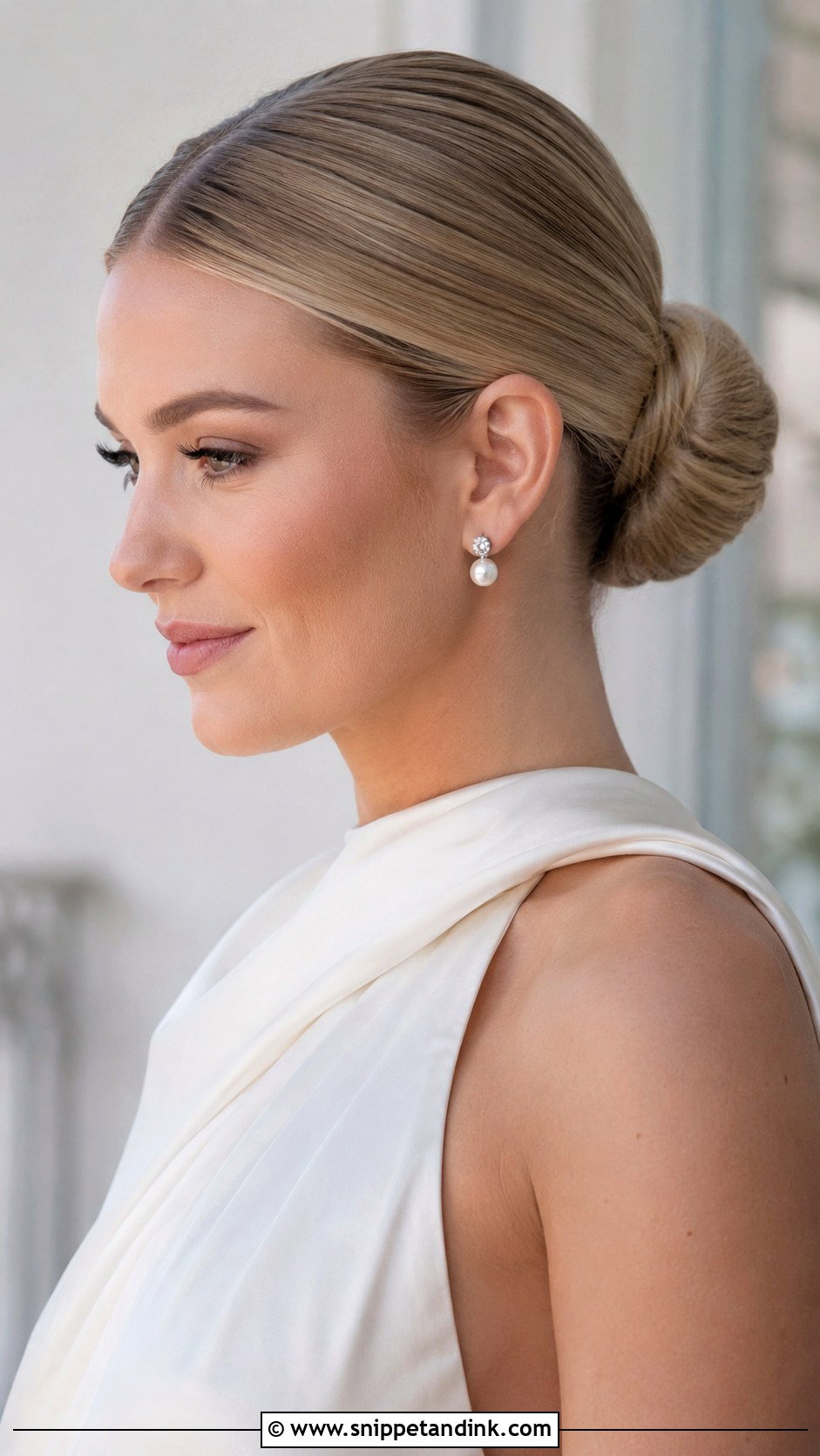 Sleek Bun Wedding Updo For Thick Hair - Snippet and Ink - 15 Thick Hair Updo Wedding Ideas