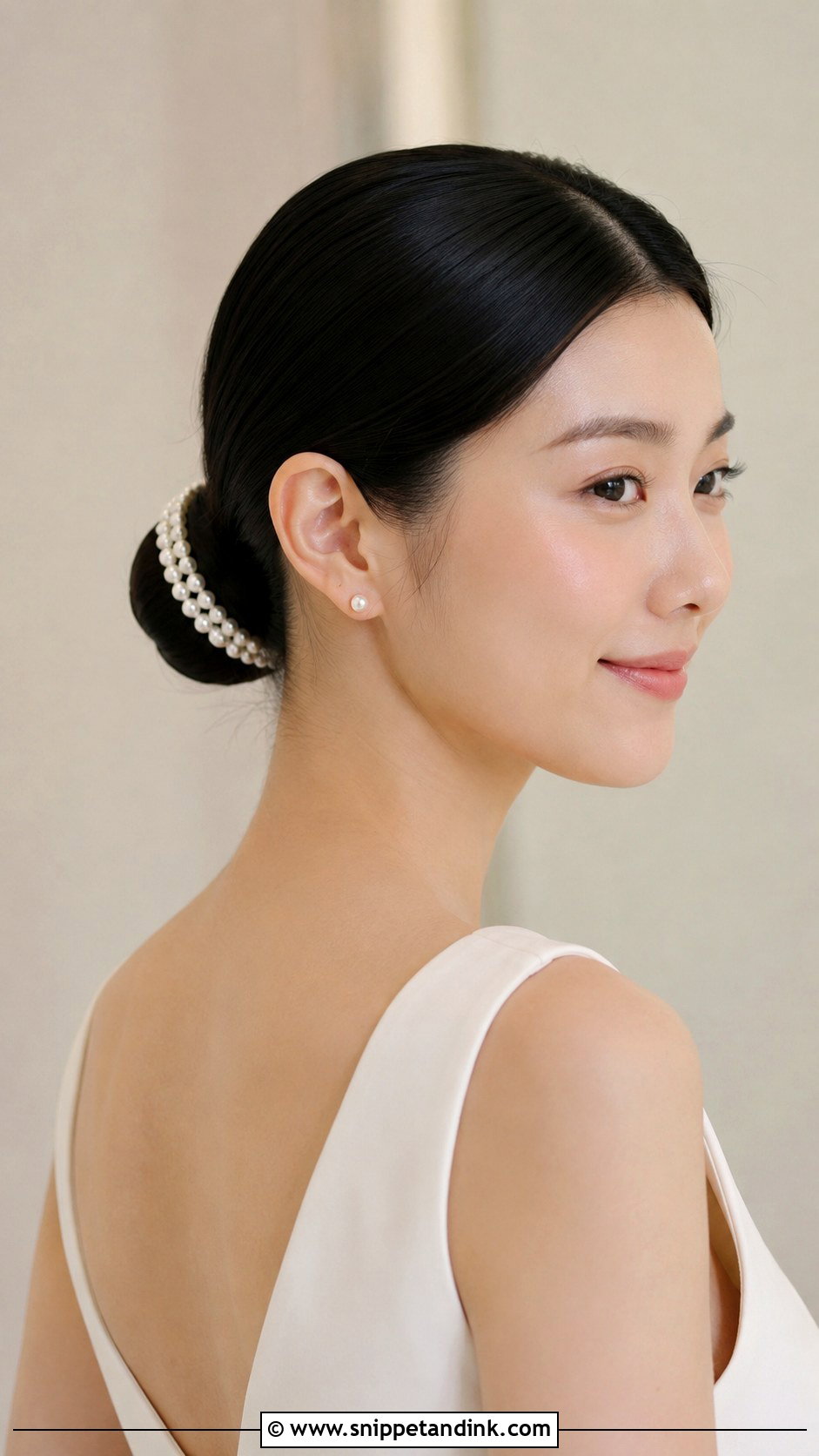 Sleek Bun Wedding Updo With Pearls - Snippet and Ink - 15 Wedding Updo with Pearls Ideas