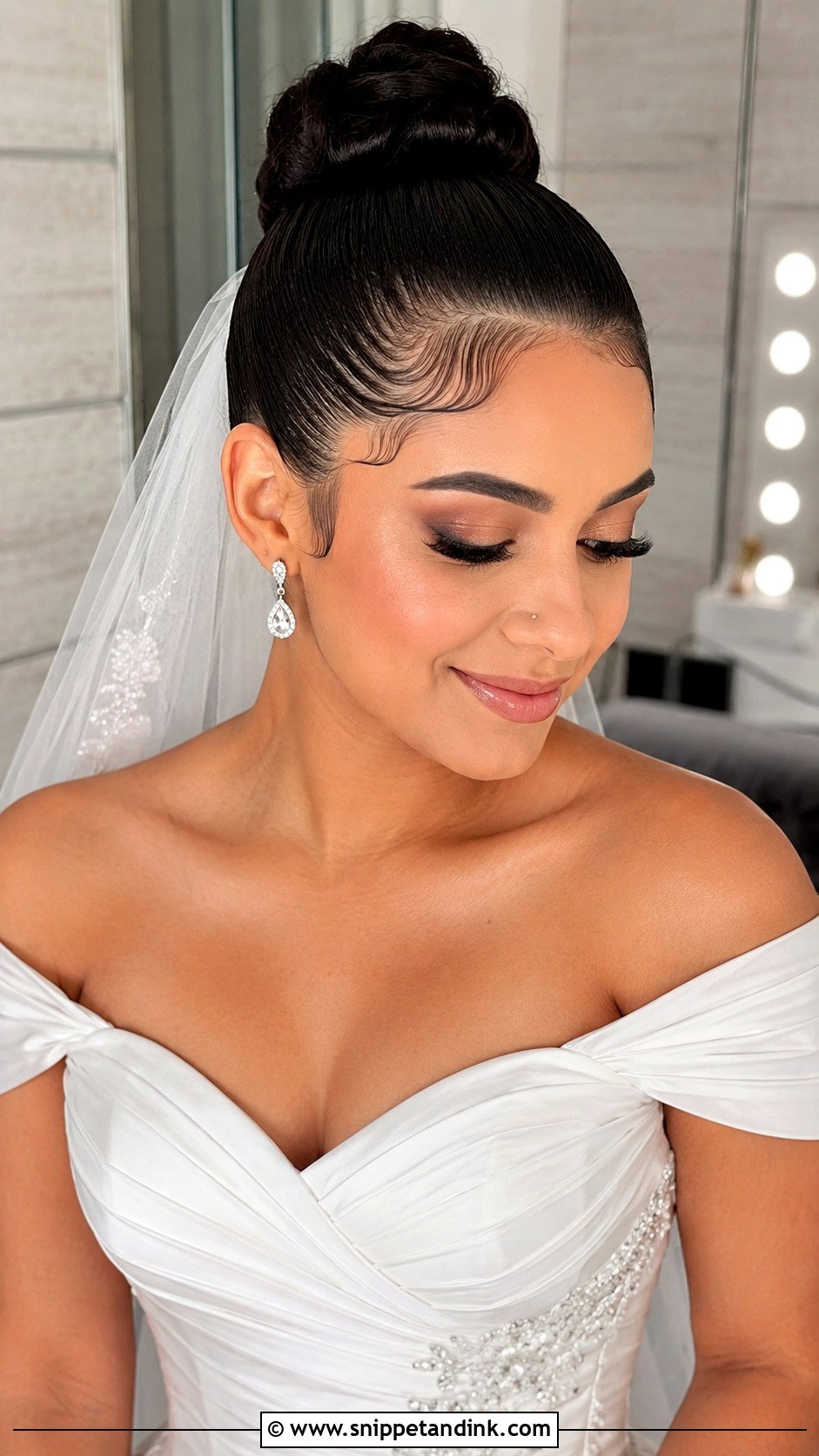 Sleek Bun With Baby Hairs Styled - Snippet and Ink - 25 Sleek Bun Wedding Hair Ideas