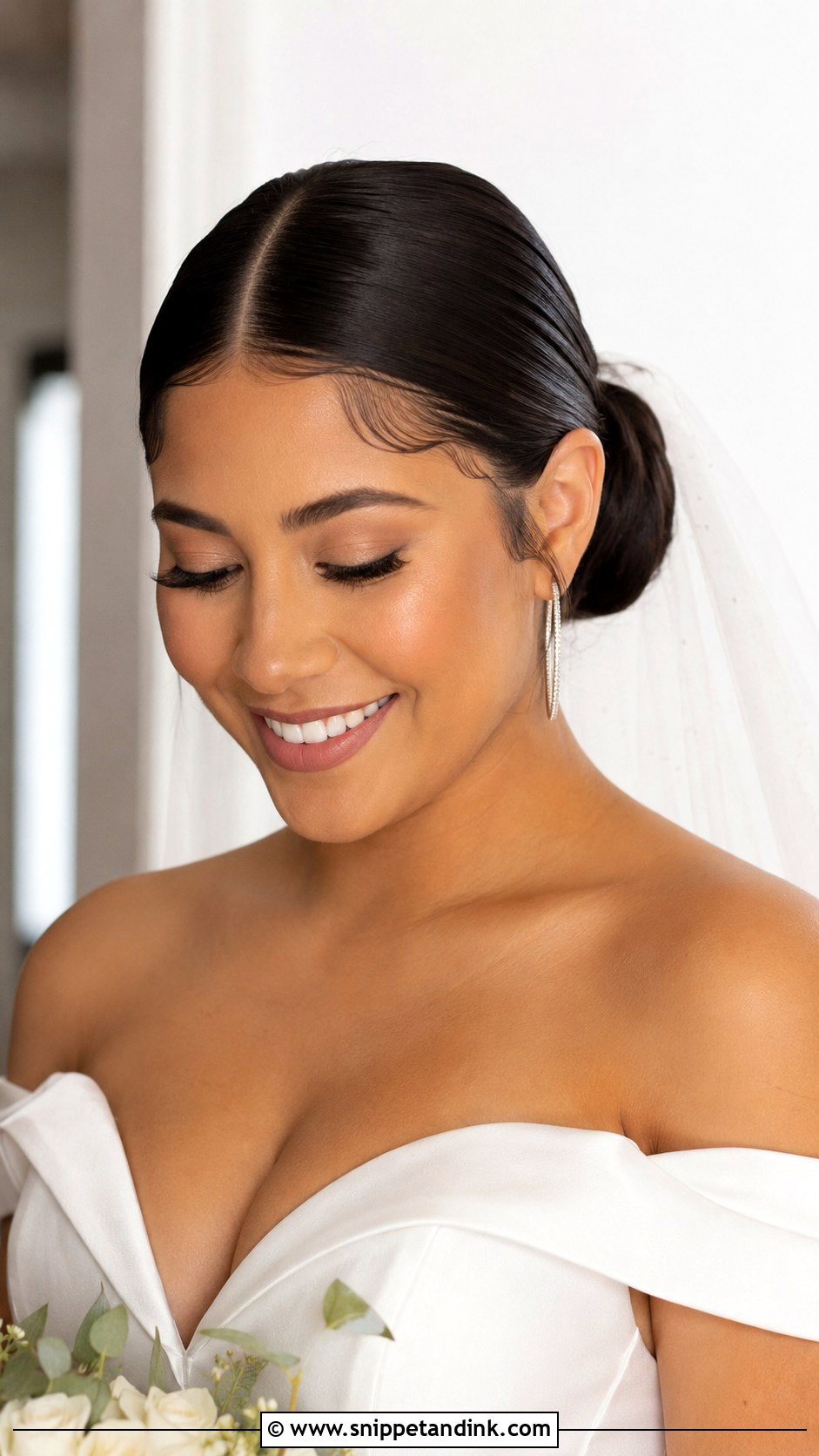 Sleek Bun With Baby Hairs Wedding Hairstyle - Snippet and Ink - 25 Slick Bun Wedding Hairstyles