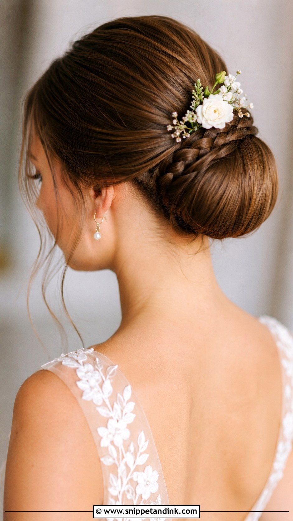 Sleek Bun With Braided Detail - Snippet and Ink - 25 Sleek Wedding Hair Ideas