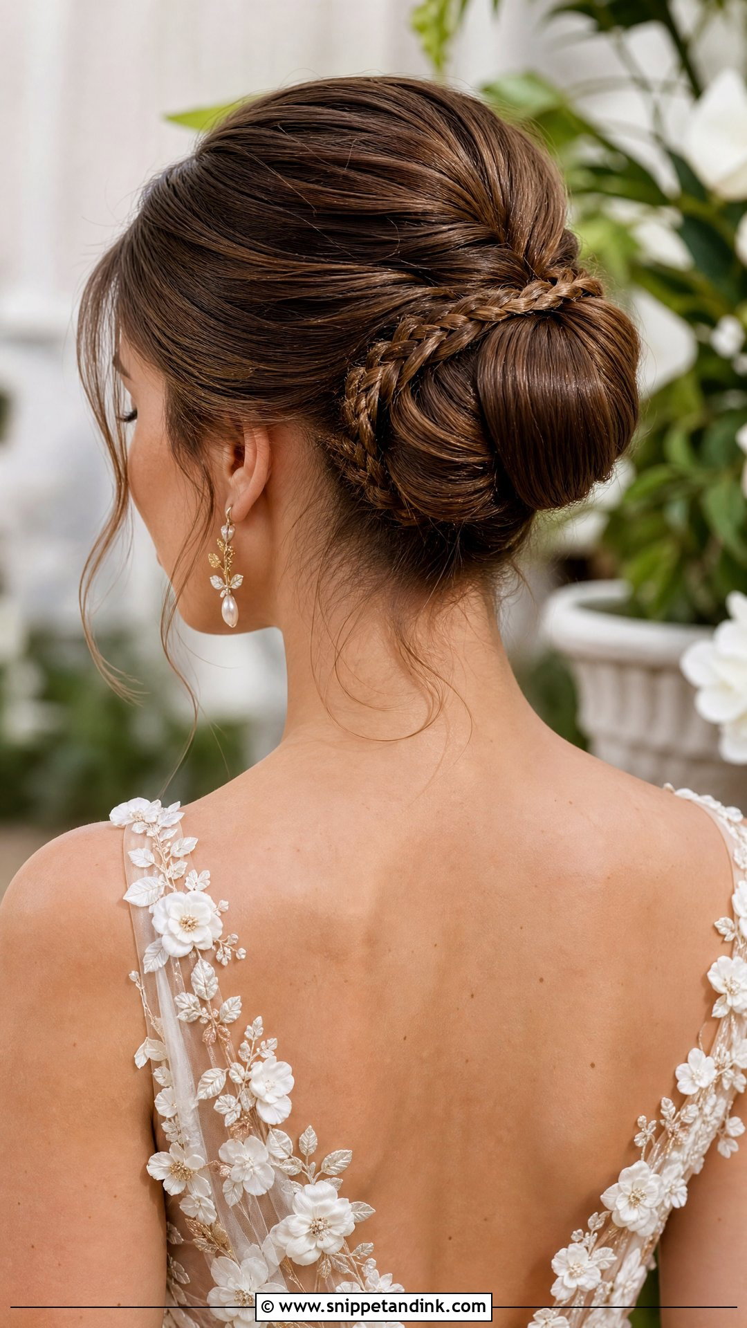 Sleek Bun With Braided Detail - Snippet and Ink - 20 Sleek Bridal Hair Ideas