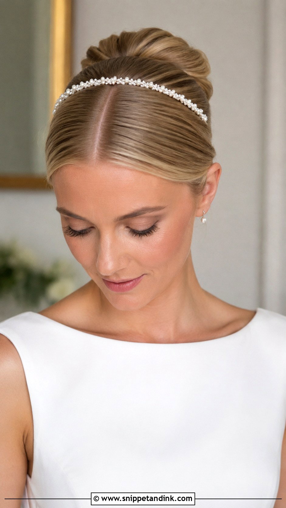 Sleek Bun With Bridal Headband - Snippet and Ink - 15 Wedding Hairstyles Accessories