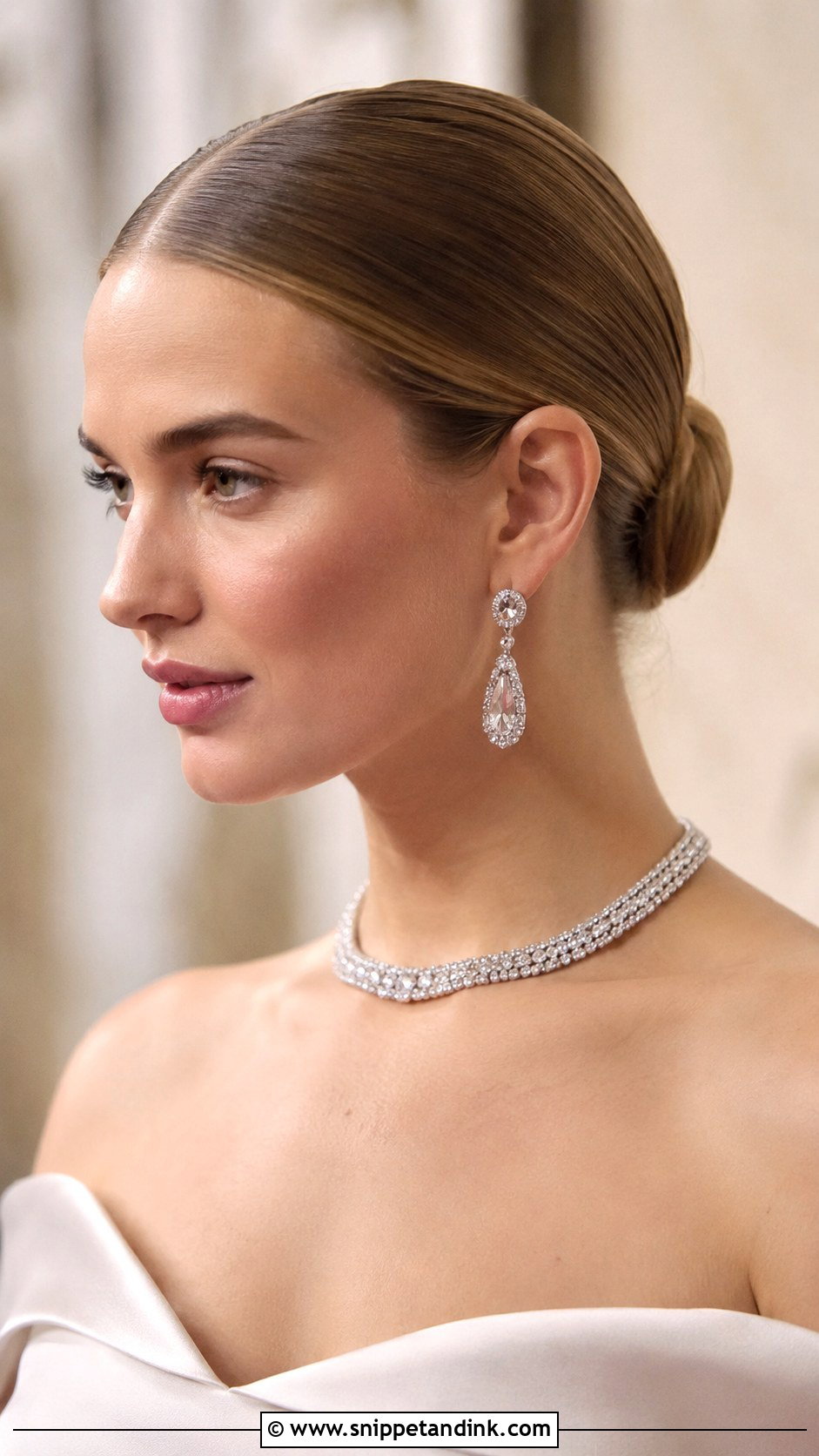 Sleek Bun With Center Part - Snippet and Ink - 20 Pulled Back Wedding Hair Ideas