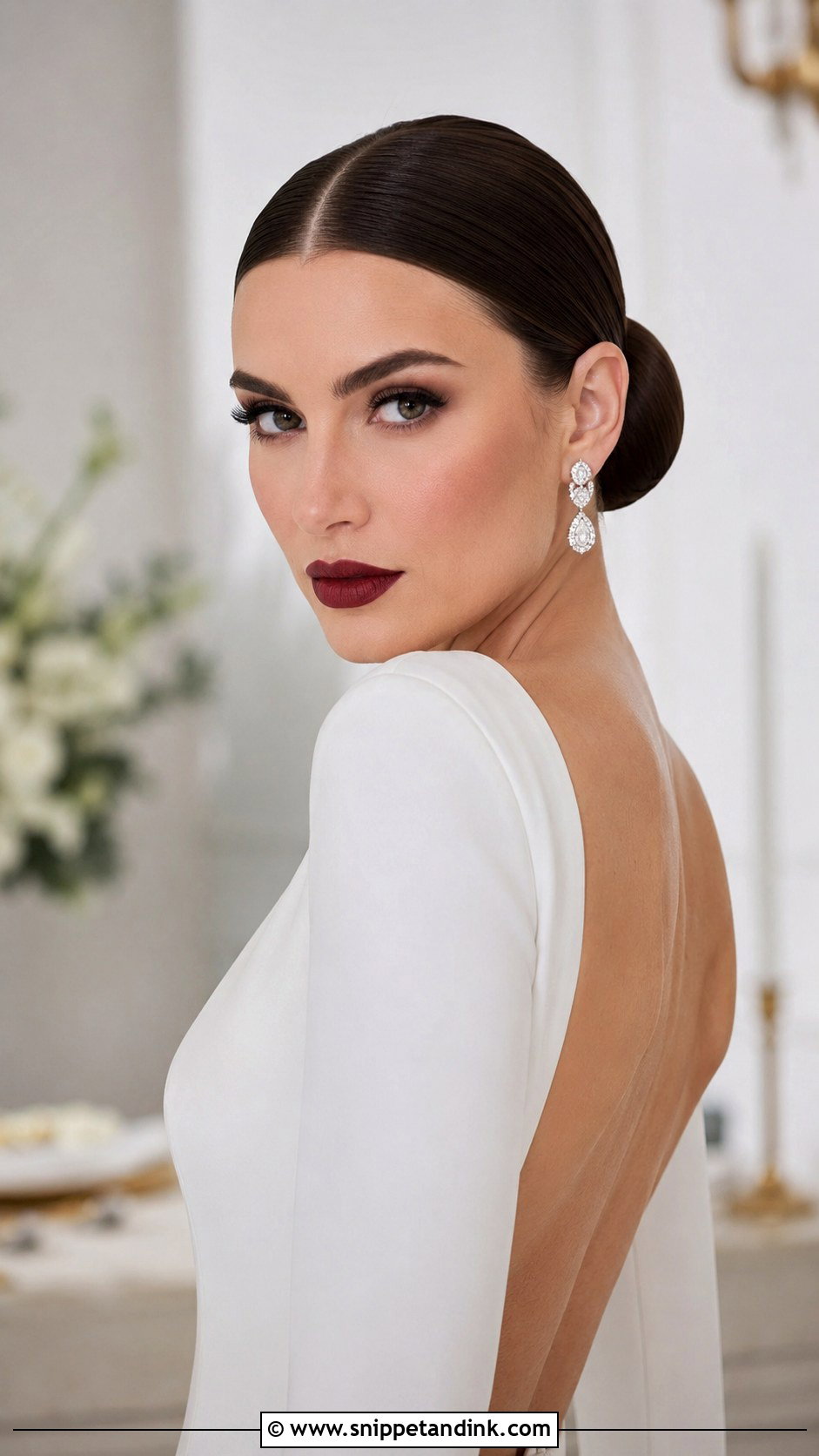 Sleek Bun With Center Part - Snippet and Ink - 25 Simple Bridal Hair Ideas