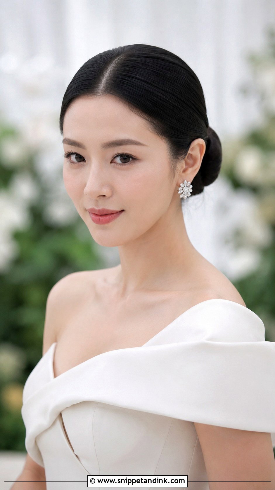 Sleek Bun With Center Part - Snippet and Ink - 30 Bridal Bun Hairstyles