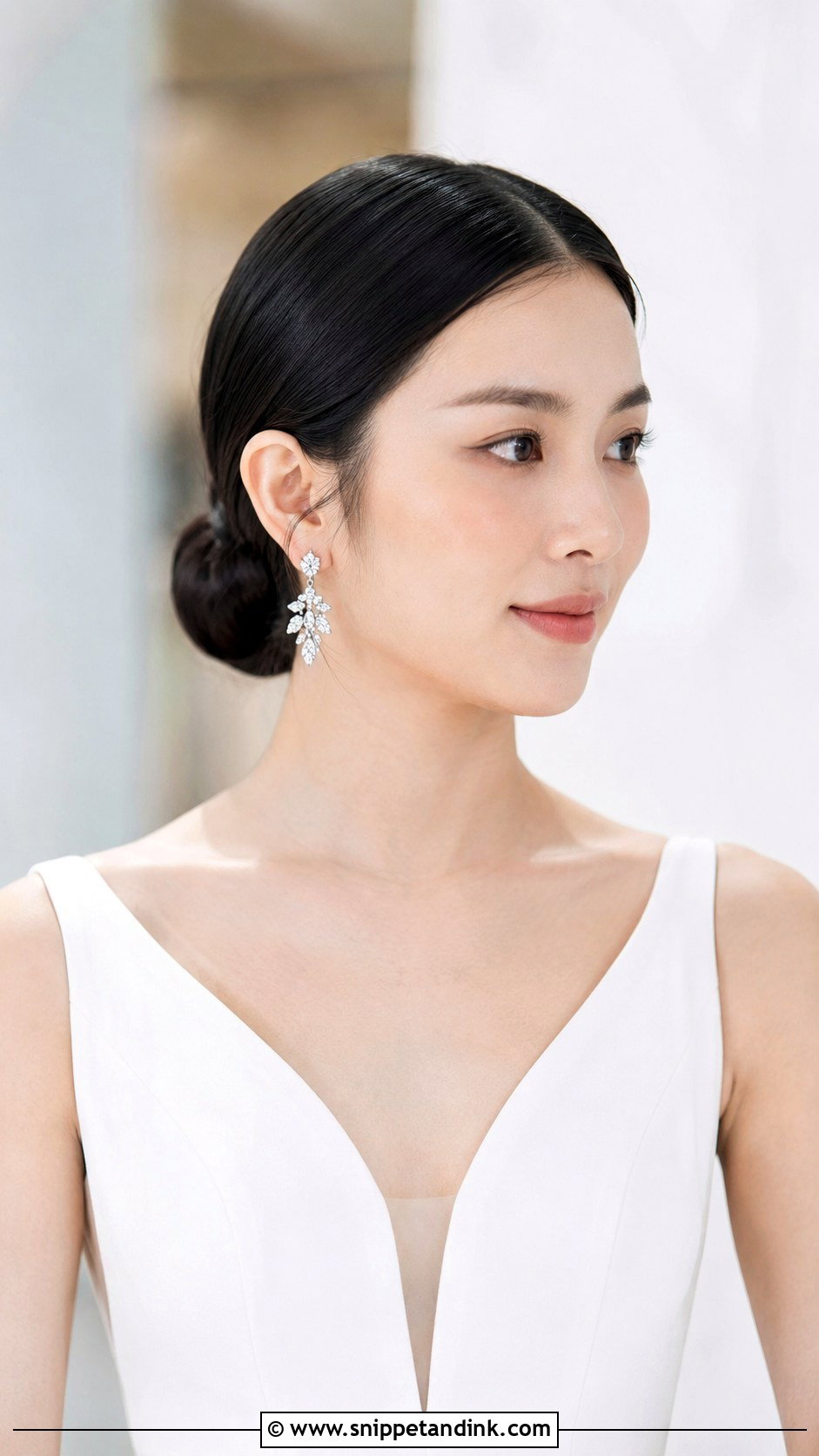 Sleek Bun With Center Part - Snippet and Ink - 30 Easy Wedding Hairstyles
