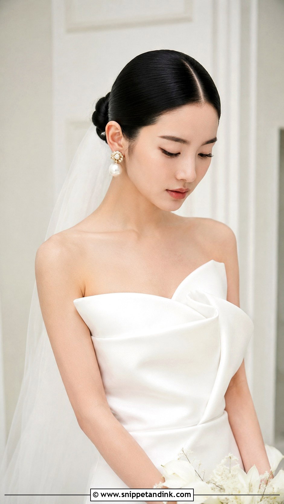 Sleek Bun With Center Part - Snippet and Ink - 35 Wedding Hair Ideas