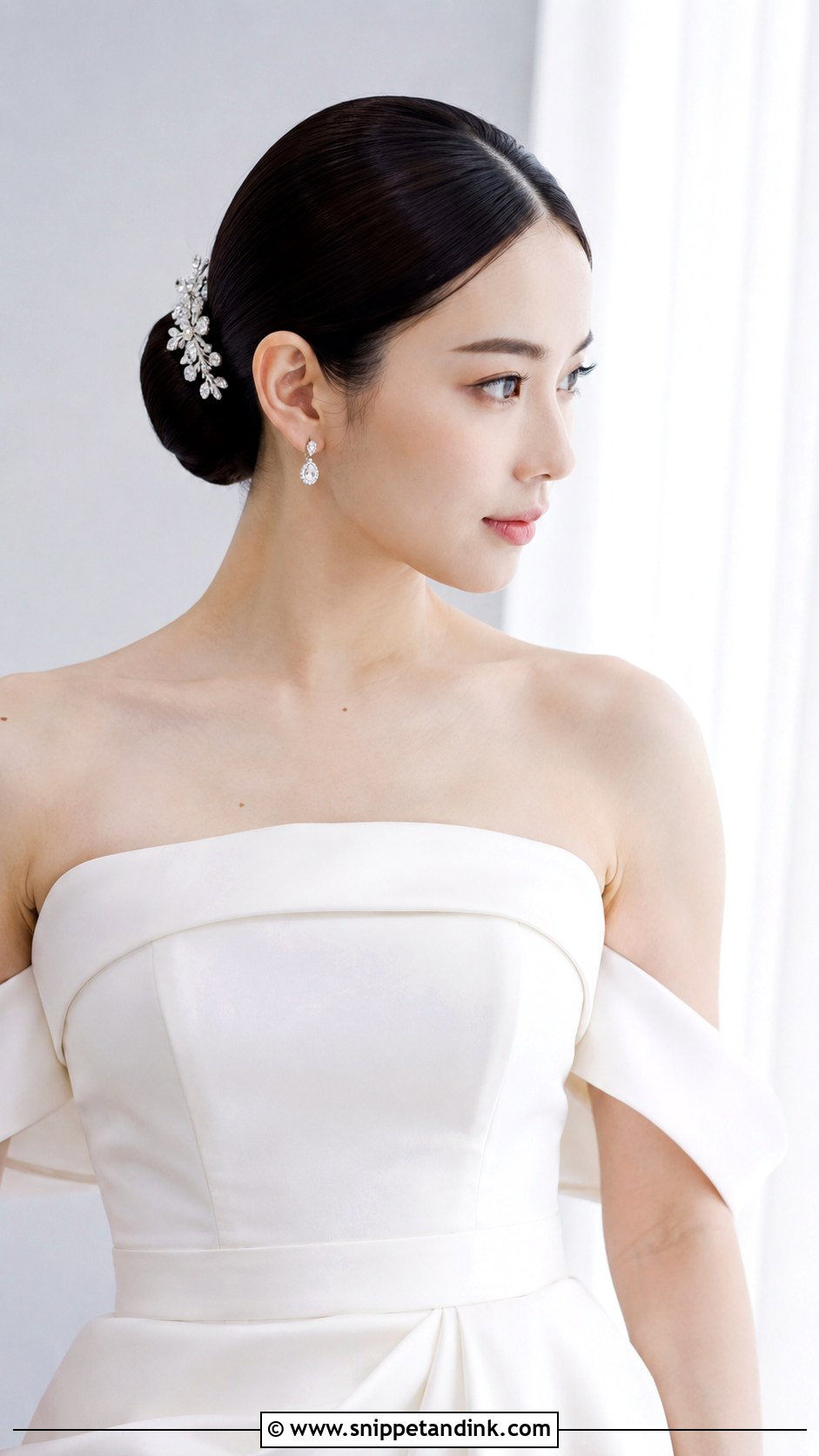 Sleek Bun With Center Part - Snippet and Ink - 20 Bride Hair Styles 2024
