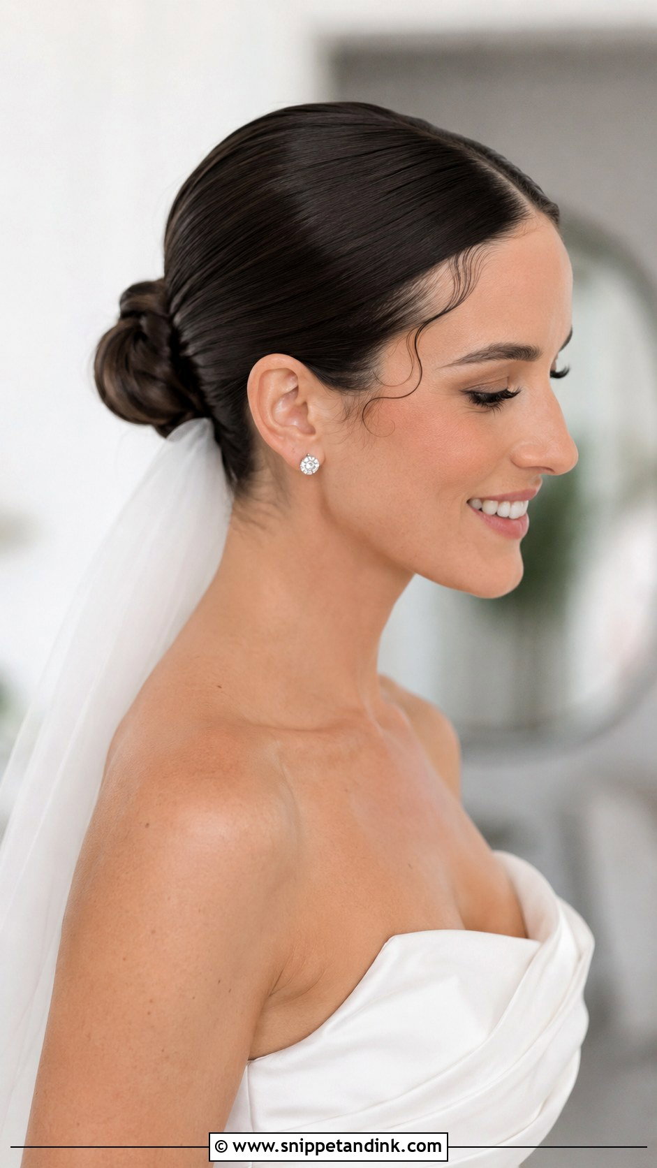 Sleek Bun With Center Part Baby Hairs - Snippet and Ink - 20 Sofia Richie Wedding Hair Ideas