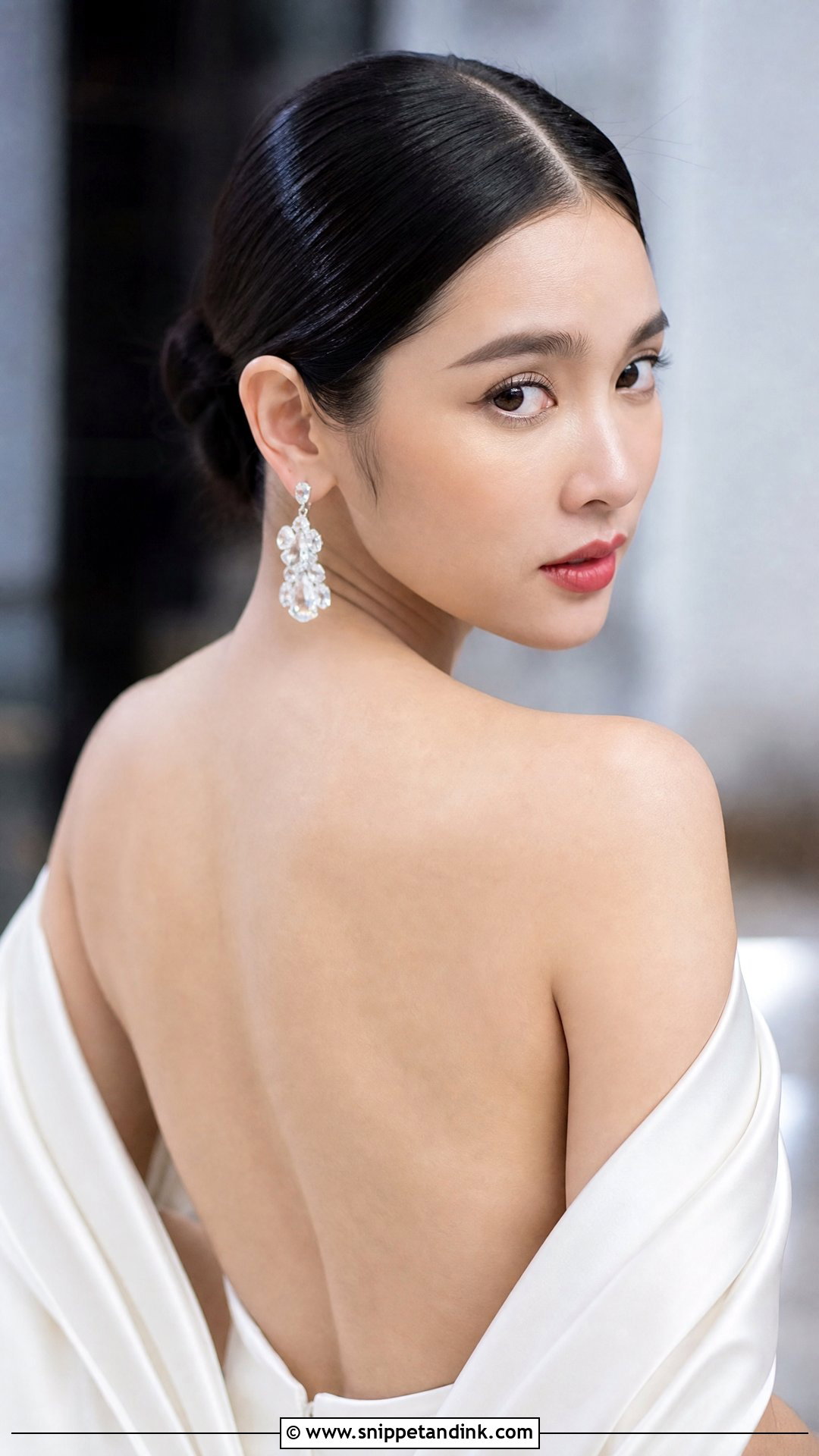 Sleek Bun With Center Part Wedding Hairstyle - Snippet and Ink - 30 Bride Wedding Hair Styles