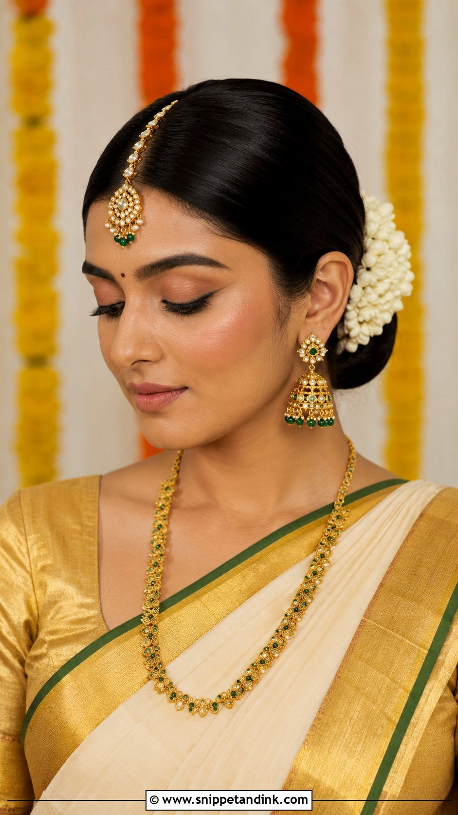 Sleek Bun With Center Parting - Snippet and Ink - 20 Indian Hair Styles for Weddings