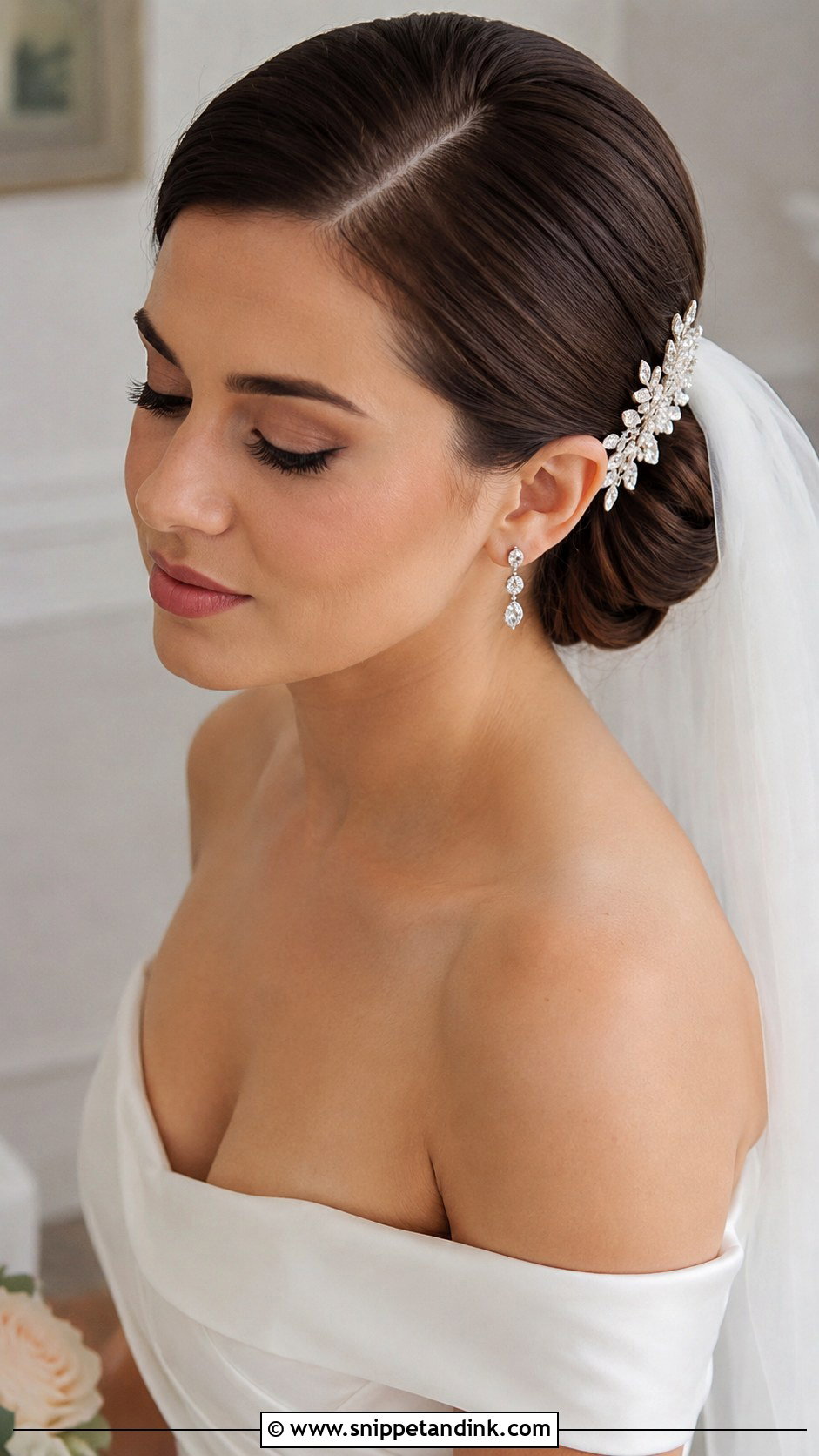 Sleek Bun With Deep Side Part - Snippet and Ink - 25 Sleek Wedding Hair Ideas