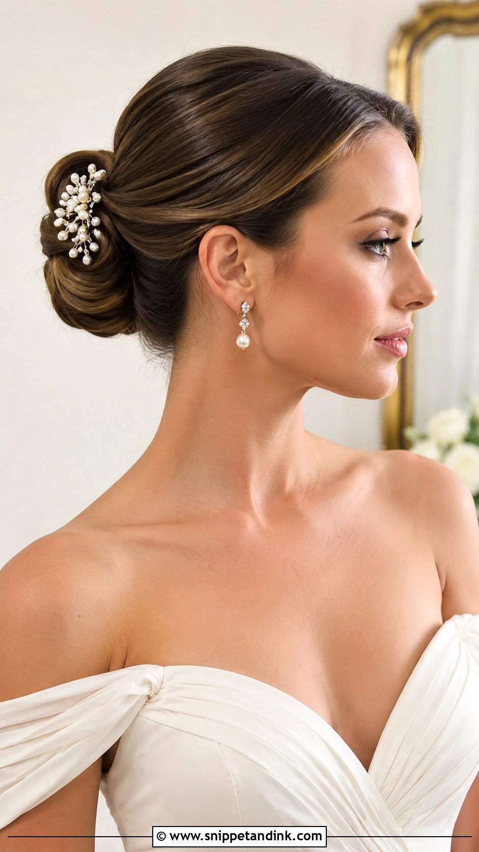 Sleek Bun With Hair Accessory - Snippet and Ink - 20 Sleek Wedding Hairstyles