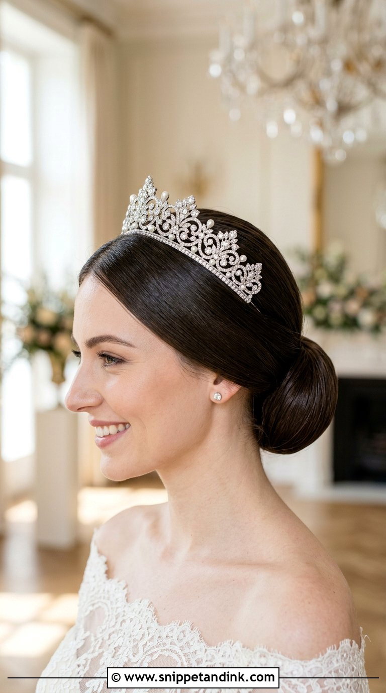 Sleek Bun With Hair Accessory - Snippet and Ink - 20 Bridal Hair Do Ideas