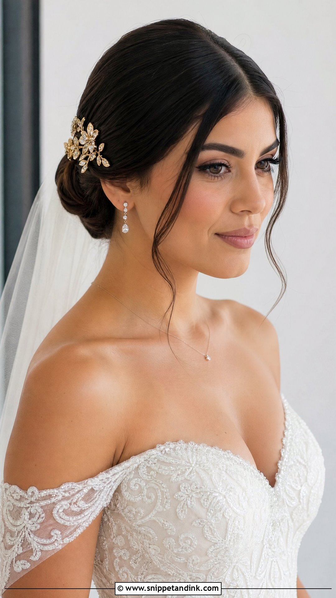 Sleek Bun With Hair Comb - Snippet and Ink - 20 Sleek Bun Bridal Hair Ideas