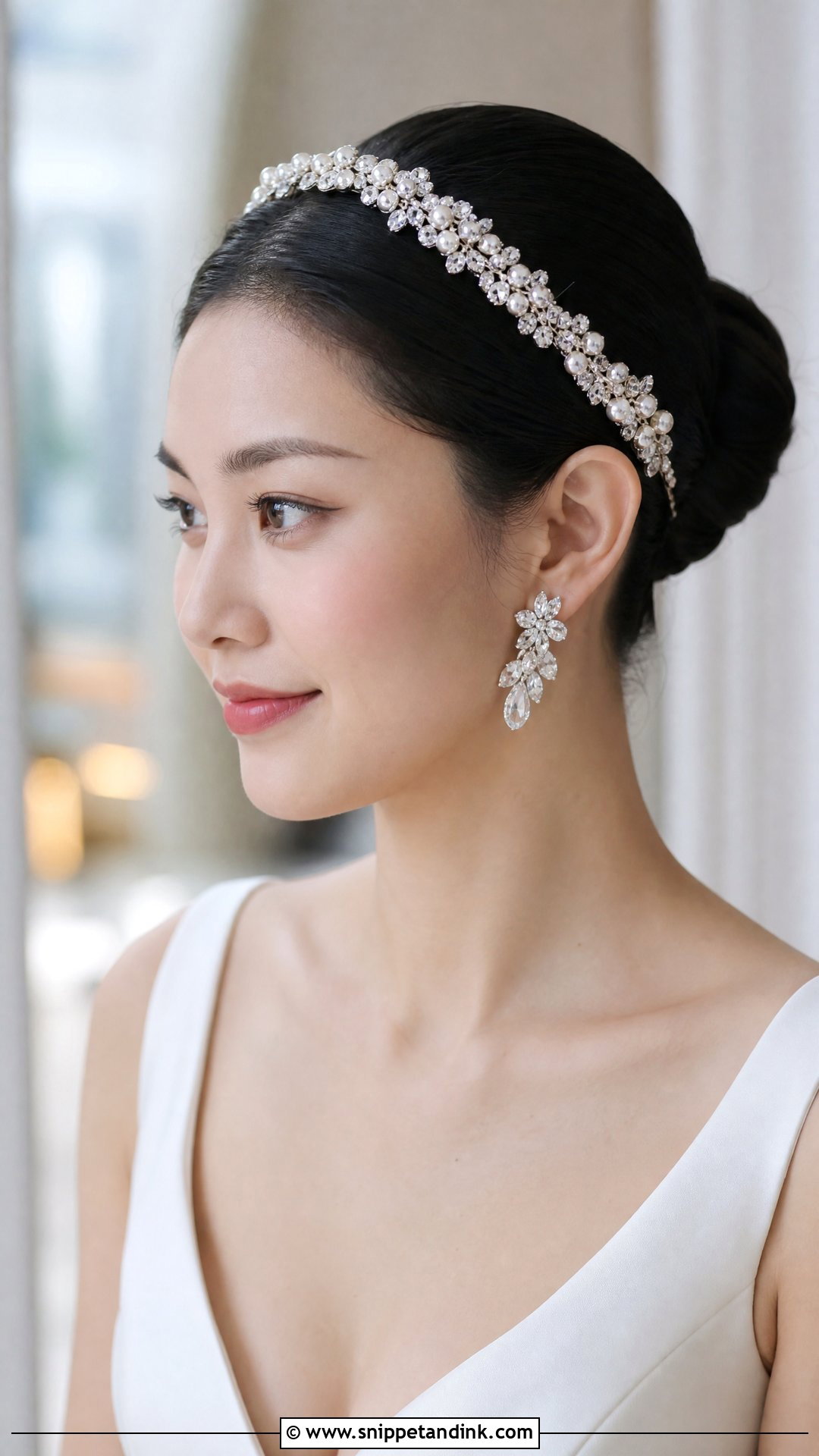 Sleek Bun With Headband for Brides - Snippet and Ink - 30 Bridal Bun Hairstyles