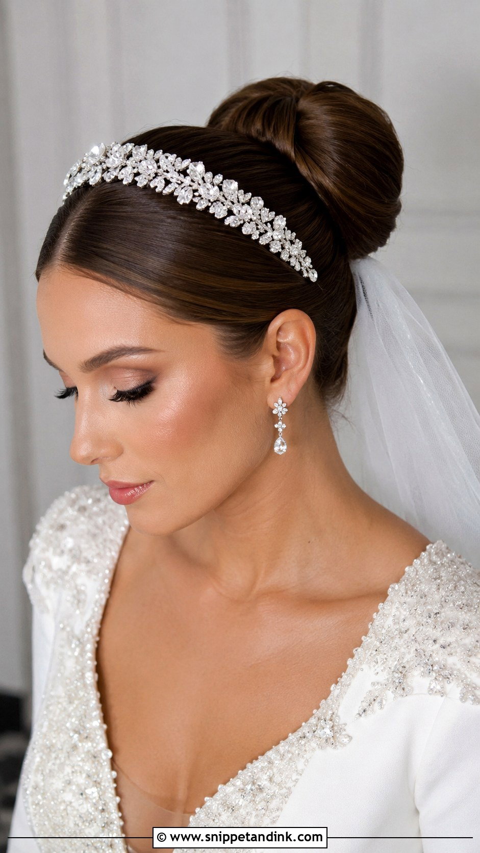 Sleek Bun With Headband - Snippet and Ink - 25 Sleek Bun Wedding Hair Ideas
