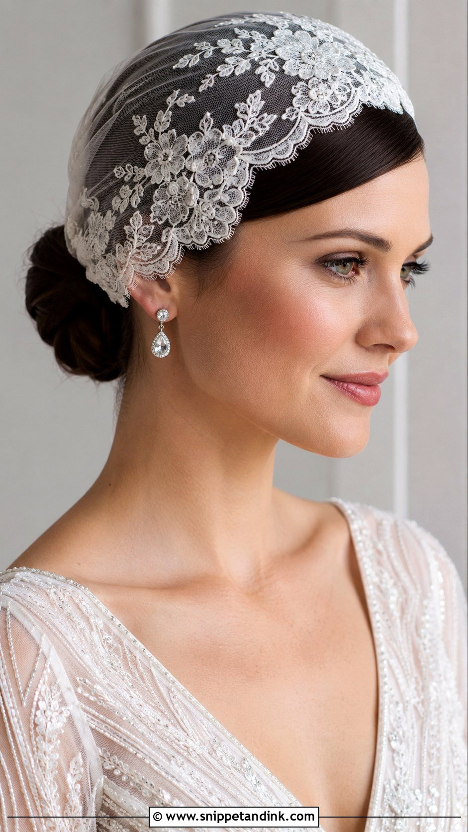 Sleek Bun With Juliet Cap Veil - Snippet and Ink - 20 Brides Hairstyles with Veil