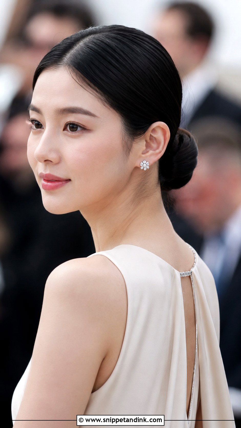Sleek Bun With Middle Part - Snippet and Ink - 30 Hairstyle for Wedding Guest Ideas