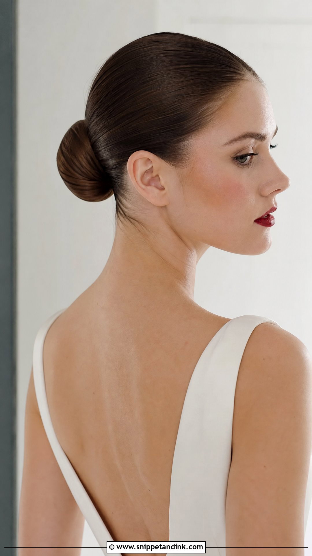 Sleek Bun With Minimalist Finish - Snippet and Ink - 20 Slick Bun Wedding Ideas