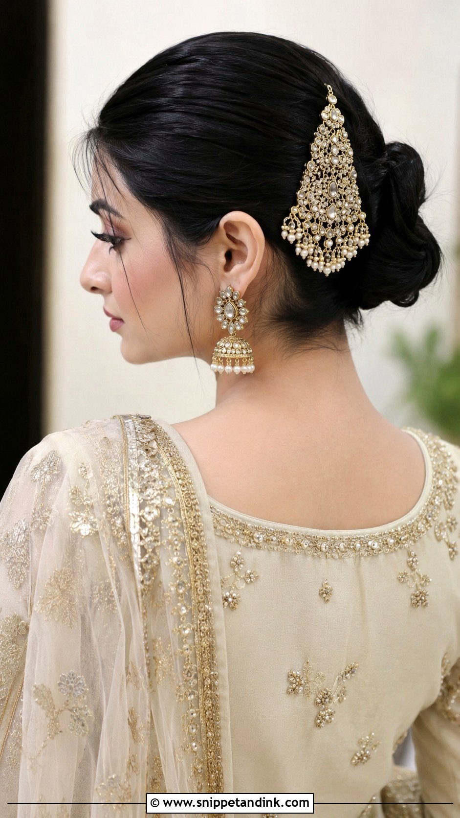 Sleek Bun With Passa - Snippet and Ink - 20 Pakistani Bridal Hairstyles