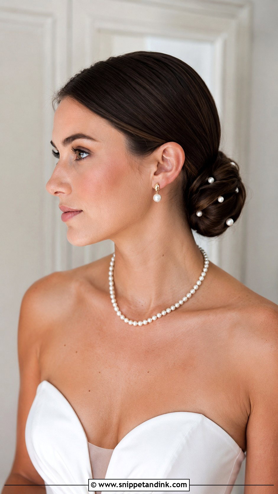 Sleek Bun With Pearl Pins - Snippet and Ink - 20 Kim K Wedding Hair Ideas