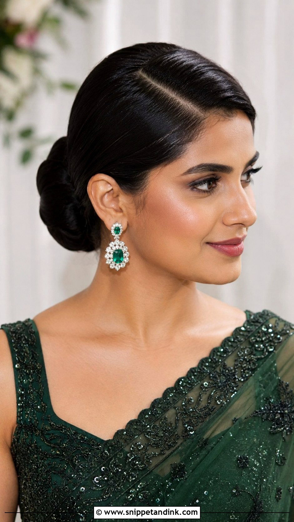 Sleek Bun With Side Part - Snippet and Ink - 25 Indian Wedding Bun Hairstyles