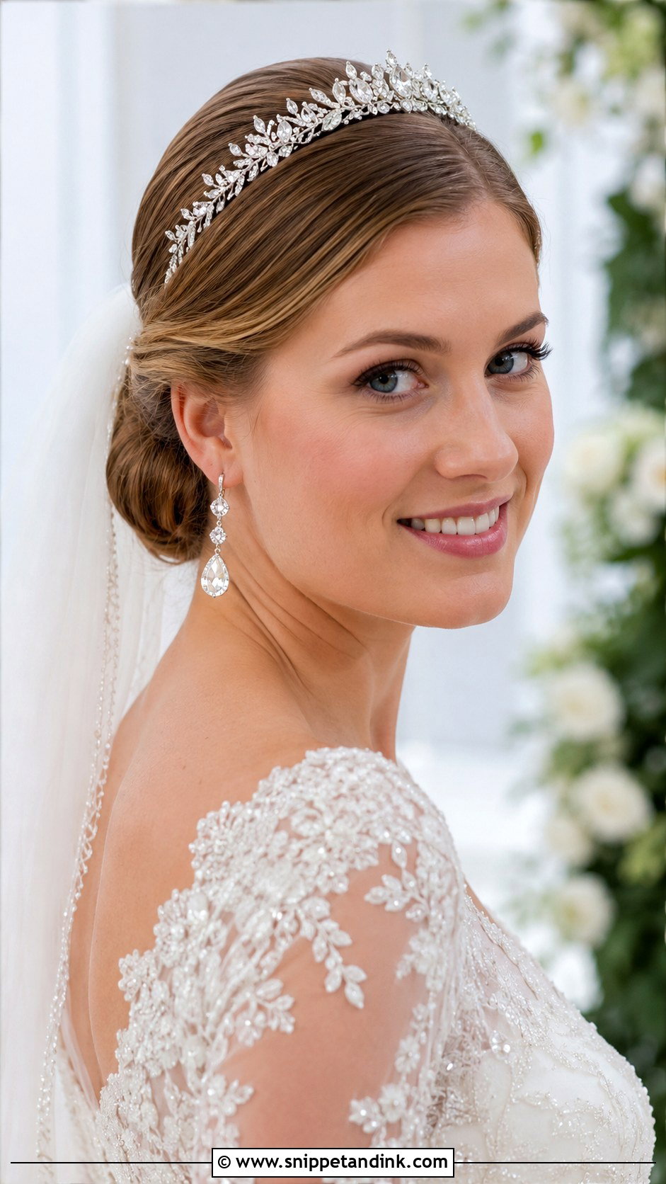 Sleek Bun With Tiara Headband - Snippet and Ink - 20 Bride Hairstyles with Headband