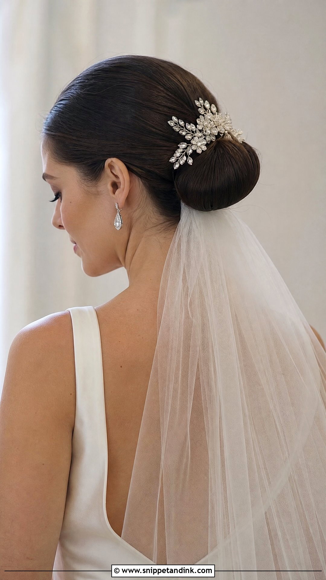 Sleek Bun With Veil - Snippet and Ink - 20 Sleek Bridal Hair Ideas